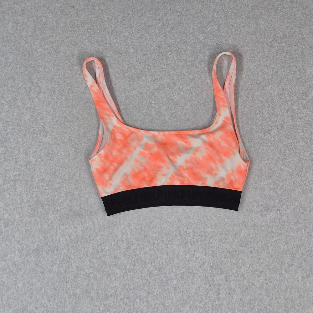 Victoria's Secret PINK Women Sports Bra XS Orange Tie Dye Ultimate Wireless